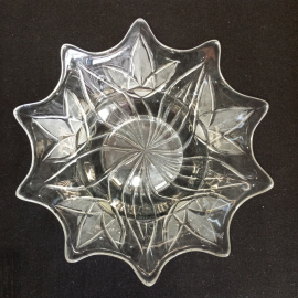 Ваза салатник стеклянная, под хрусталь, "Медуза", диаметр 22 см, СССР  . Картинка 3